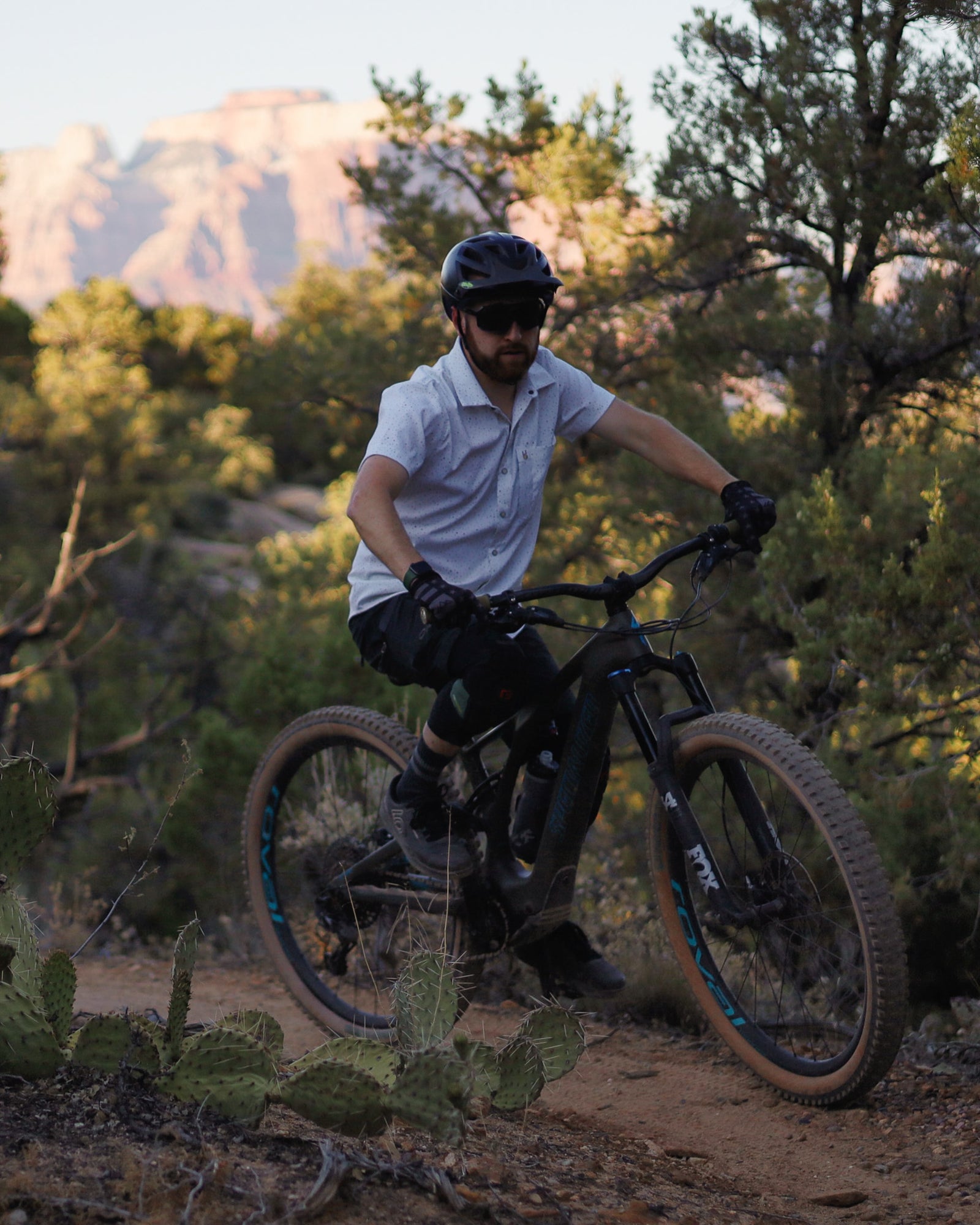 Riding the Shindig Shirt on trail