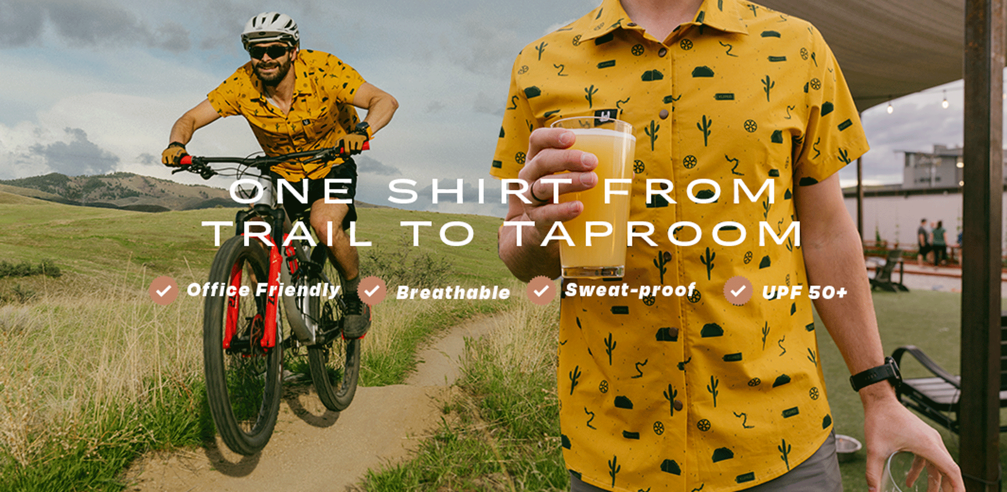 one shirt from trail to taproom. The Shindig shirt is office friendly, breathable, sweat-proof, and UPF 50+